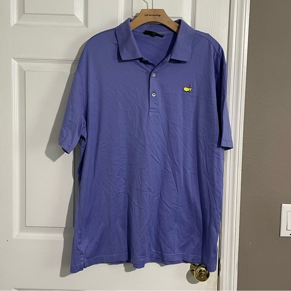 The Masters Polo Shirt Men’s XL 100% Pima Cotton Golf Preppy Outdoor Purple Flag - Picture 1 of 10